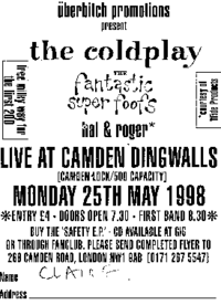 Flyer for an early 1998 gig