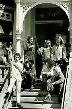 Early photo of the band at their communal home in the Haight-Ashbury district of San Francisco, late 60's.