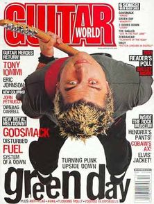 Billie Joe Armstrong on the cover of the December 2000 issue of the Guitar World magazine.