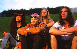From left to right: Mike Inez,( replaced Mike Starr in 1993) Layne Staley, Jerry Cantrell, and Sean Kinney