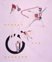 El Lissitzky's poster for the modernist opera Victory over the Sun (1923).