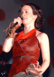 Alanis Morissette on stage at the Brazil Music Festival, 2003