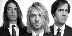 Left to right: Dave Grohl, Kurt Cobain, Krist Novoselic