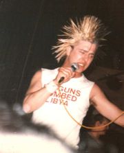 An example of an extreme punk hairstyle, as worn by Colin Jerwood of Conflict