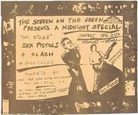 Promotional flyer for an early Sex Pistols gig