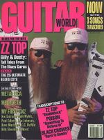 ZZ Top on the cover of the March 1991 issue of the Guitar World magazine.